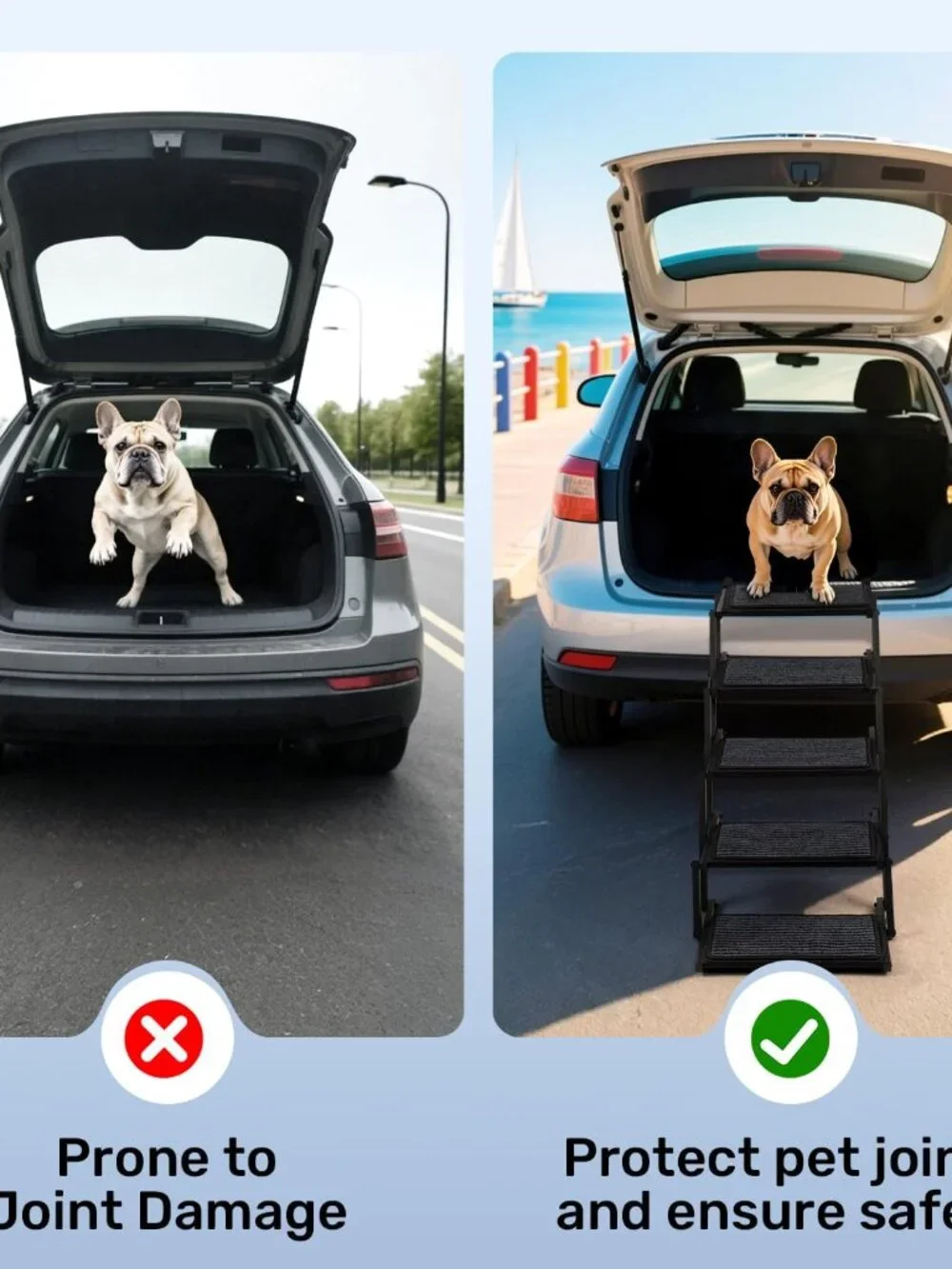 Dog Steps for Car, Truck and SUV - Foldable Pet Stairs